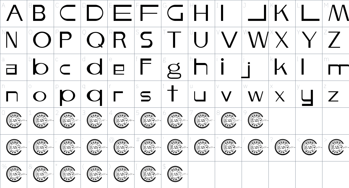 Halter Breaks font Character Map