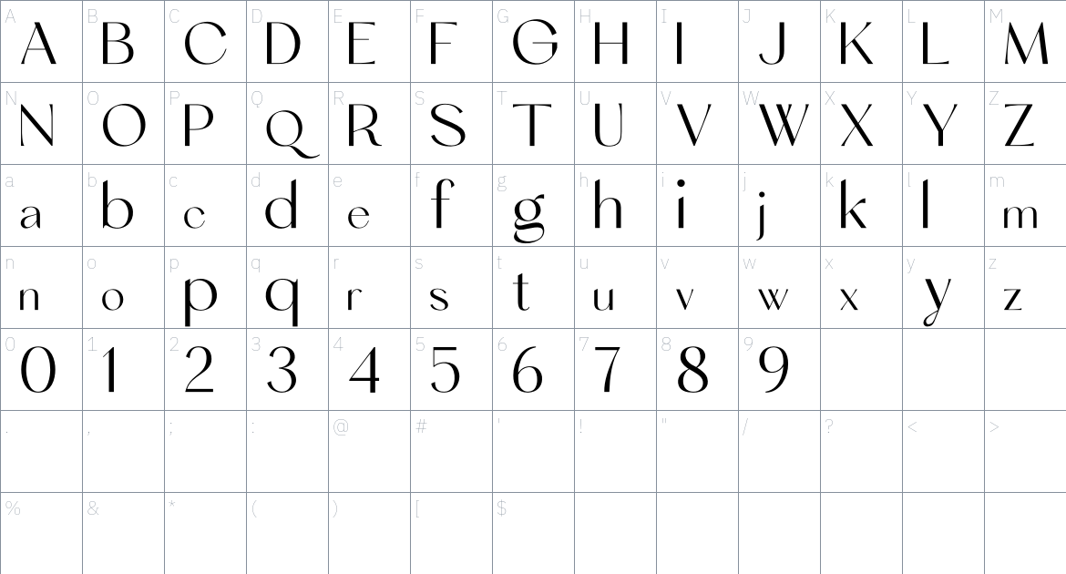 Mhiora Font font Character Map