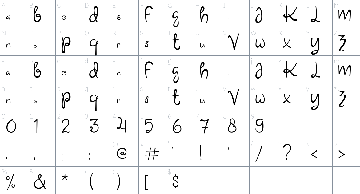 Always Lucky Font font Character Map