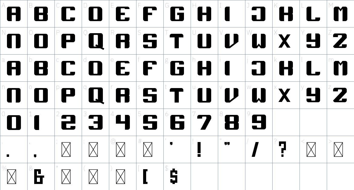 Geros font Character Map