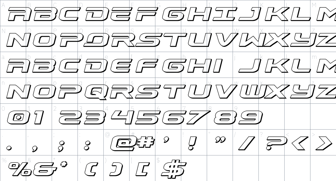 Drius font Character Map