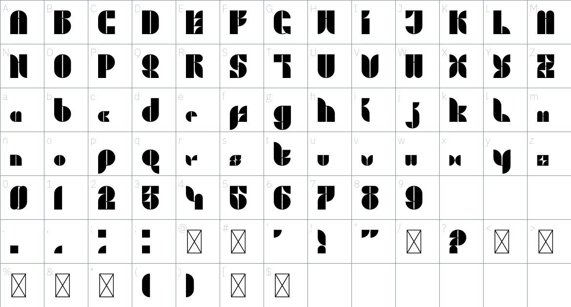 Hyrbo Font font Character Map