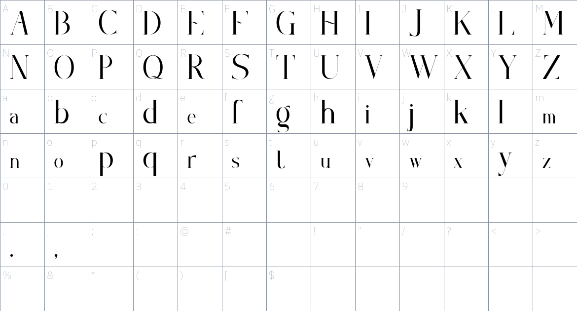 Hookana font Character Map