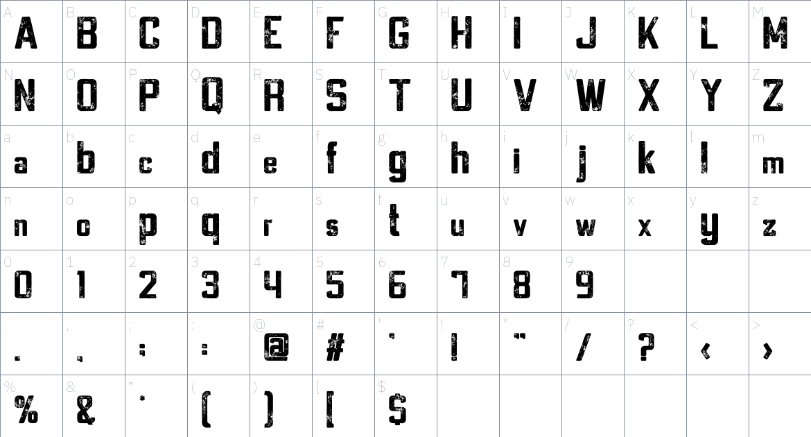 Molard font Character Map