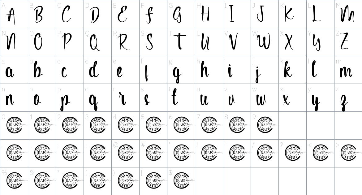 Mercy Edelle font Character Map