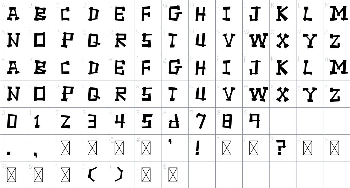 FunkyWestern font Character Map