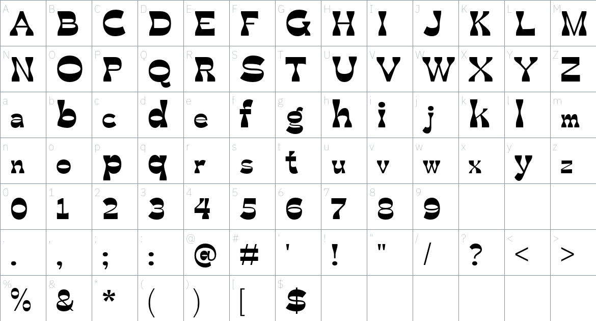 Cottenham Font font Character Map