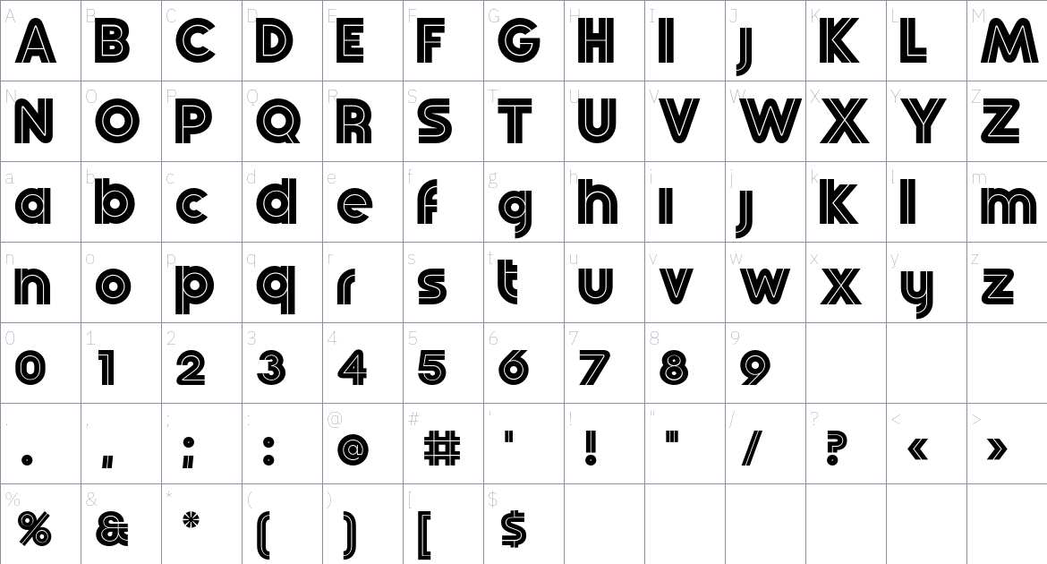 Pilo Font Family font Character Map