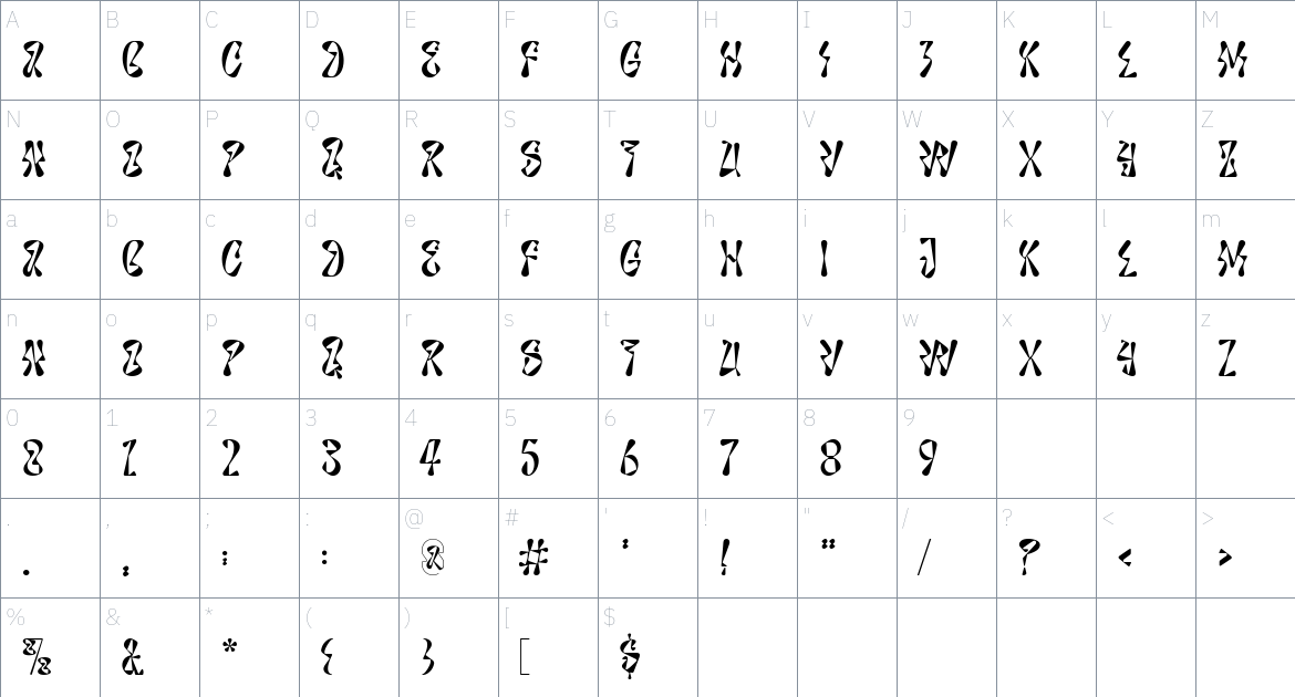 Whoiz font Character Map