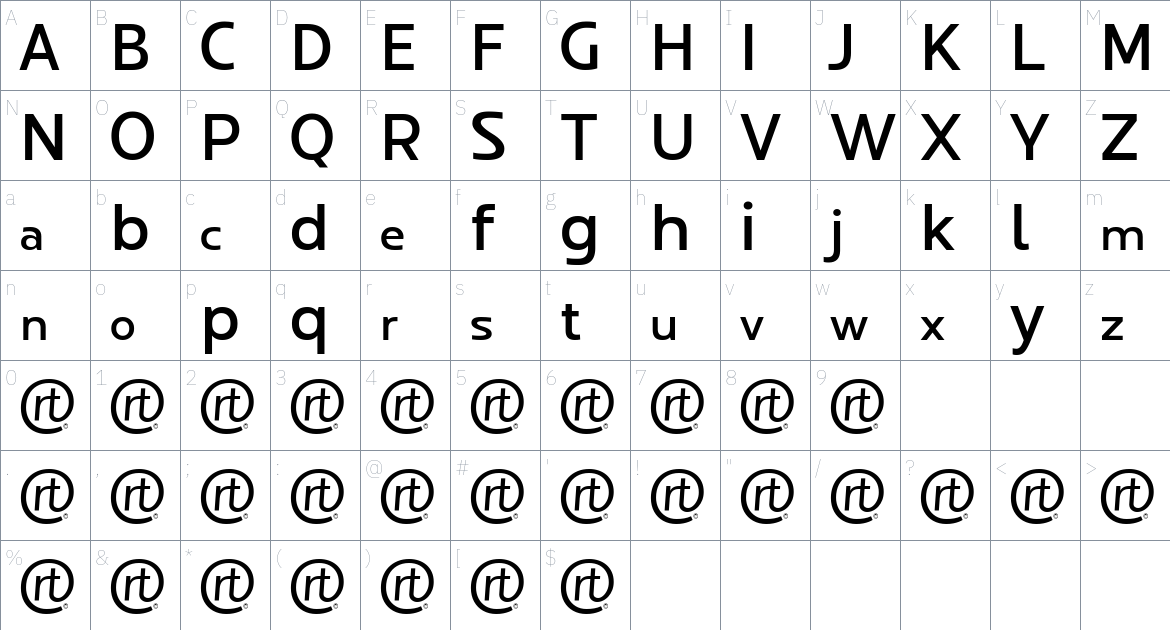 Coppint Font font Character Map