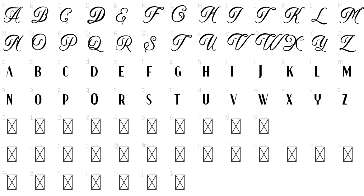 Aesthetic Solutions font Character Map