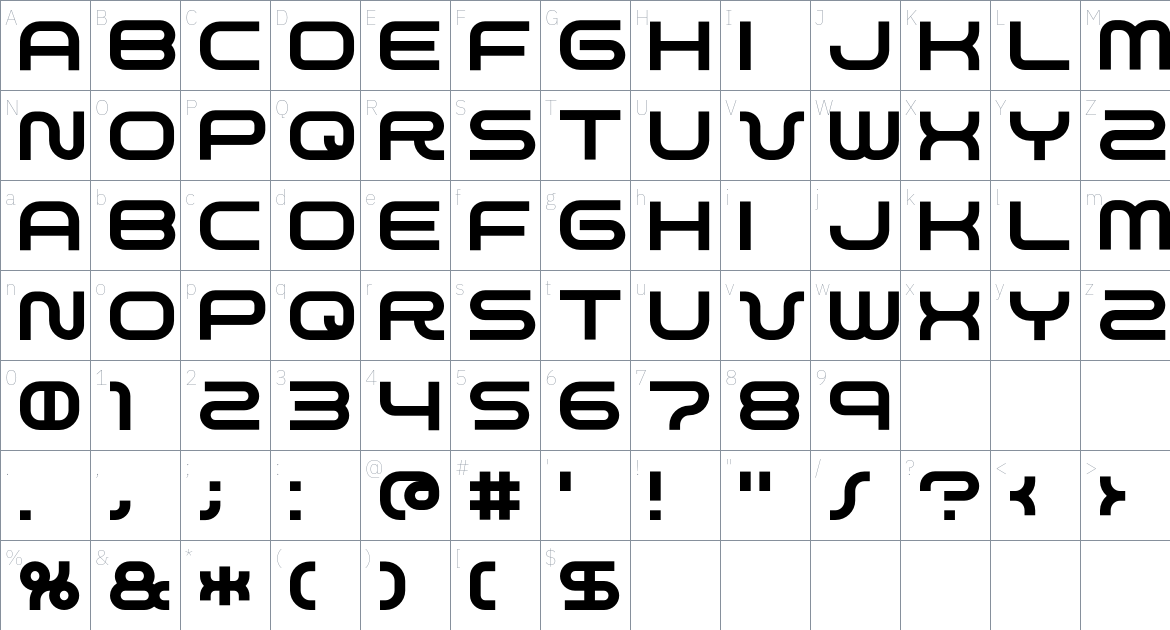 Generic Techno Font font Character Map