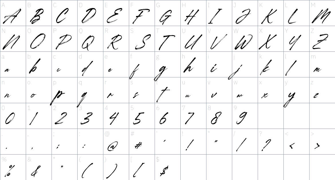 Starlight Alaska font Character Map