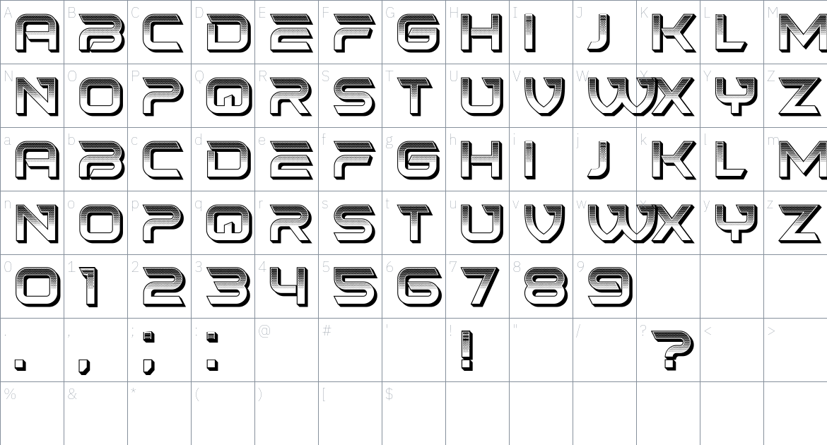 Baiser font Character Map