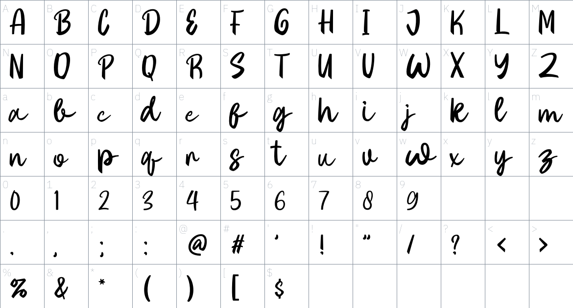 Showdriel Font font Character Map