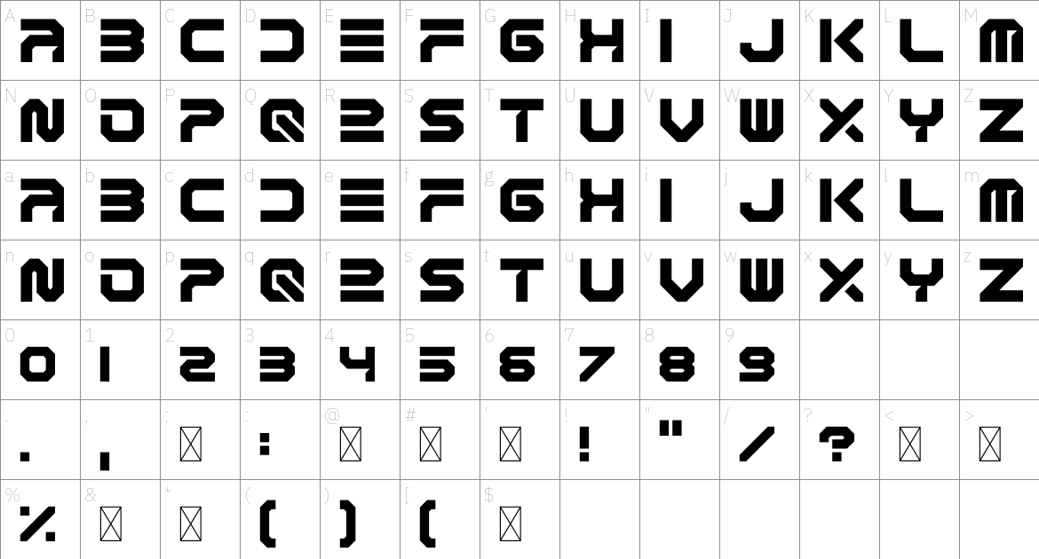 XYBER Font font Character Map