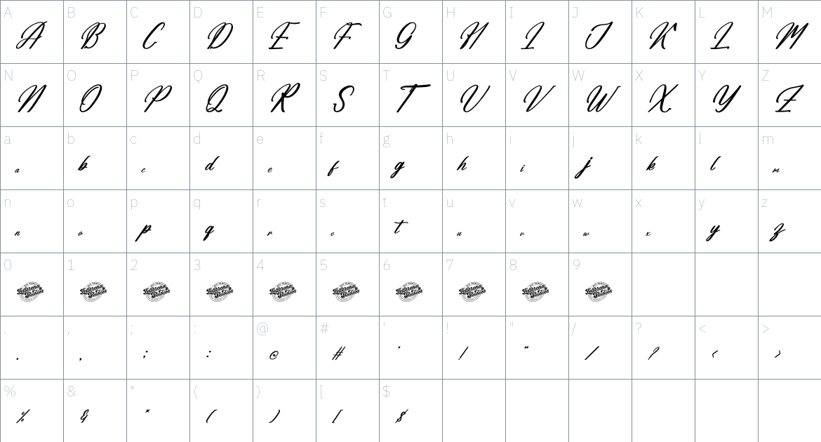 Antofiek Qordampi font Character Map