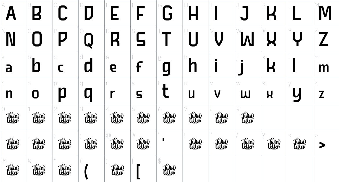 Grifon font Character Map