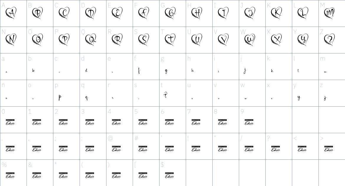 Bagus And Ayu font Character Map