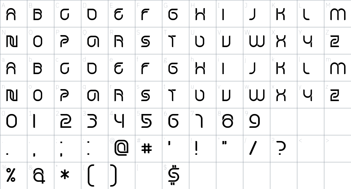 Star Tracks font Character Map