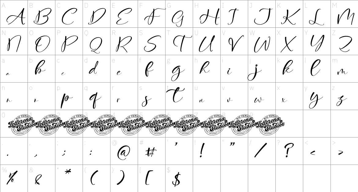 Fasthelly font Character Map