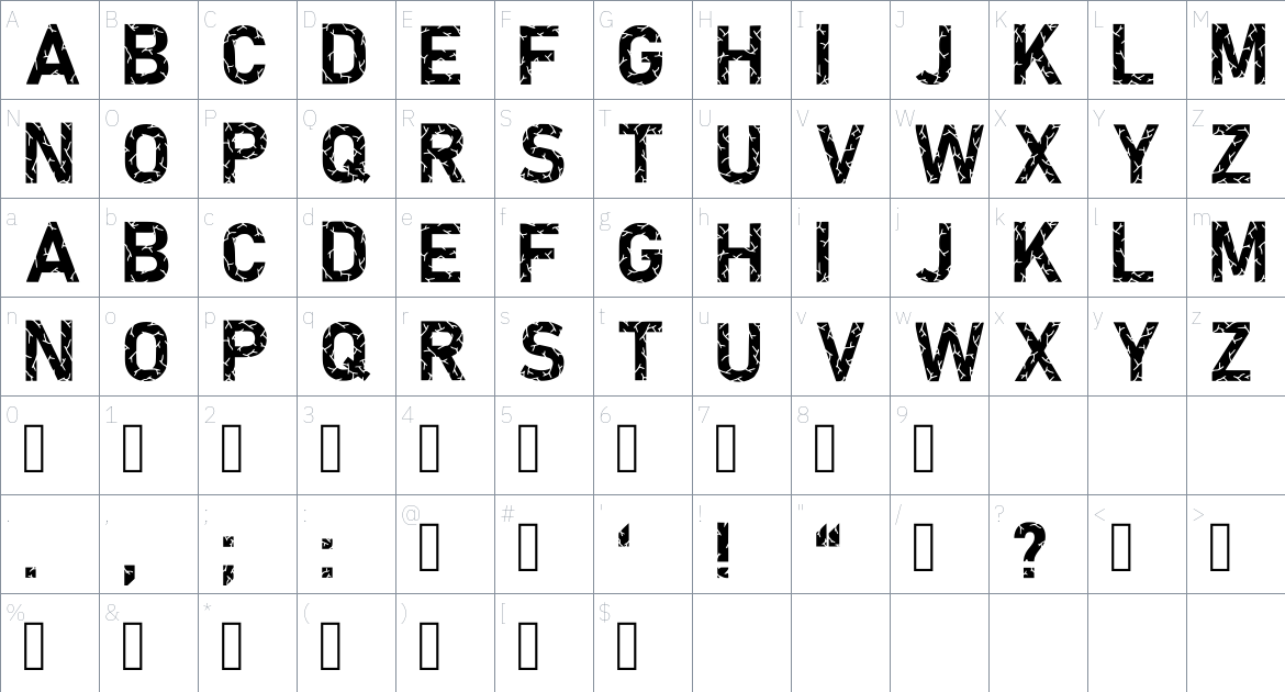 Cracked Font font Character Map