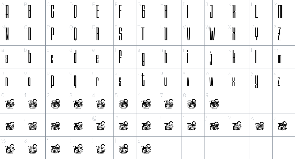 Xegir font Character Map