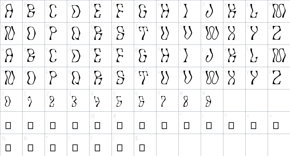 PsychUmami font Character Map