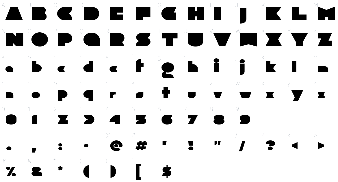 AW Blackeyed Font font Character Map