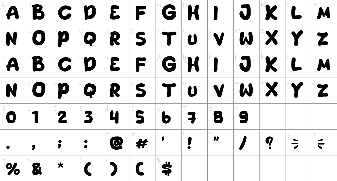 Cushy Font font Character Map