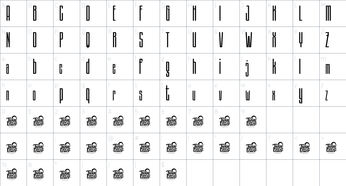 Akageeh font Character Map