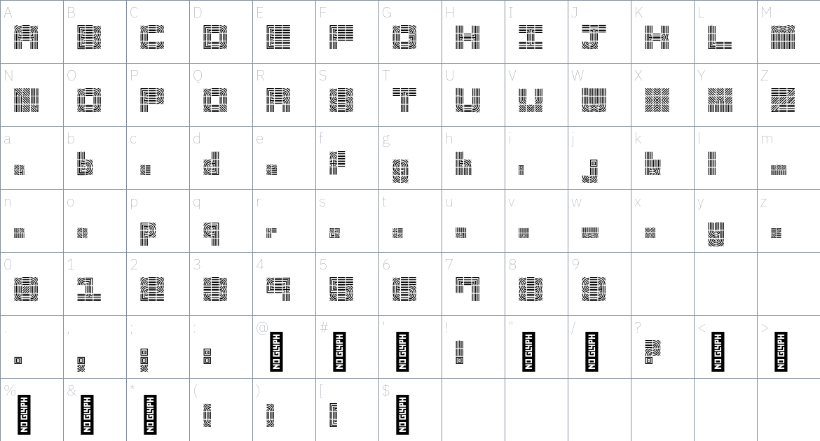 Warns Noising Font font Character Map