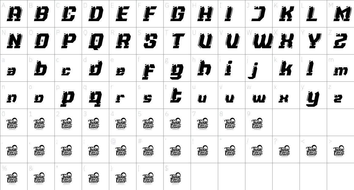 Naxmos font Character Map