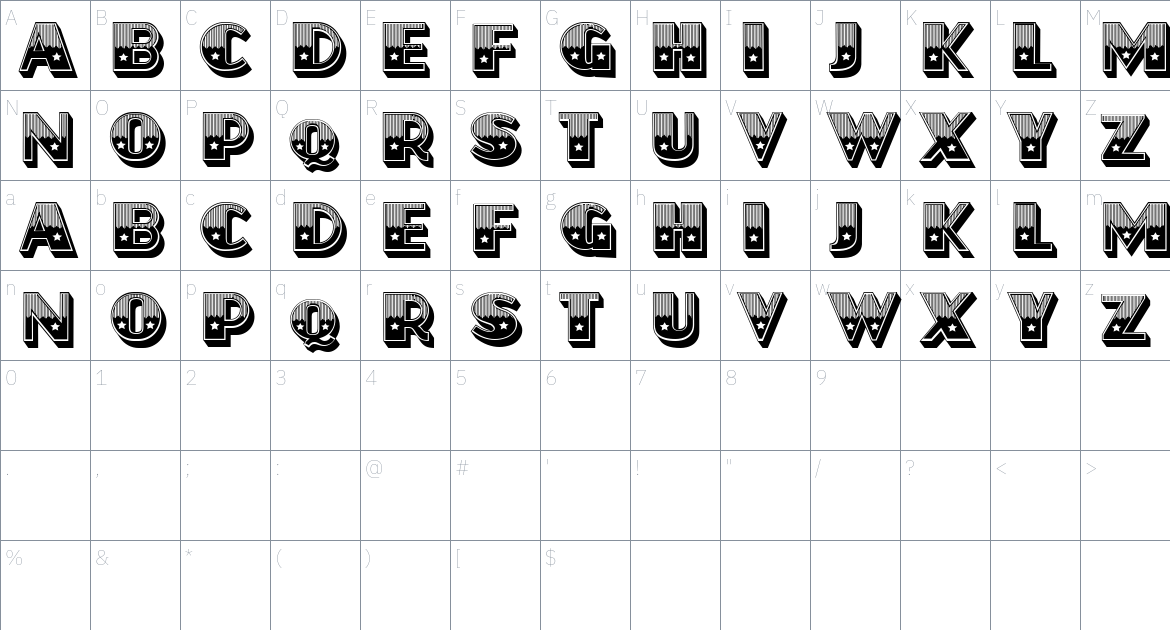 Farmers Market font Character Map