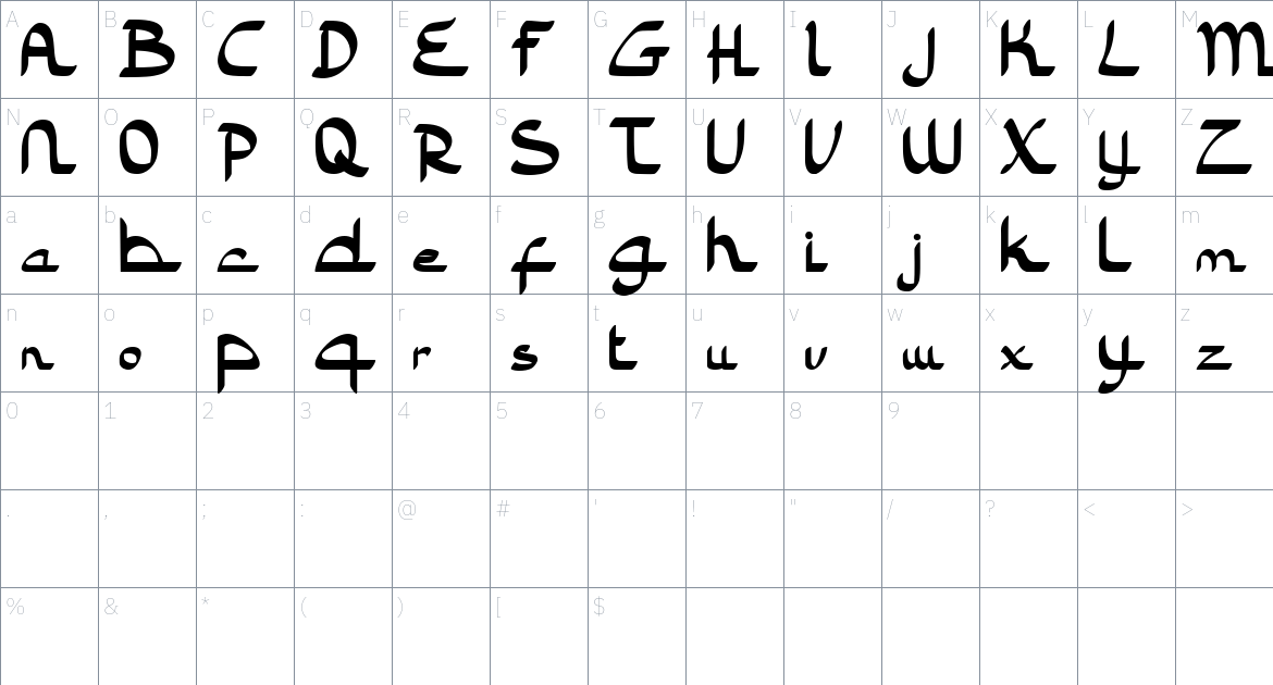 Azqad font Character Map