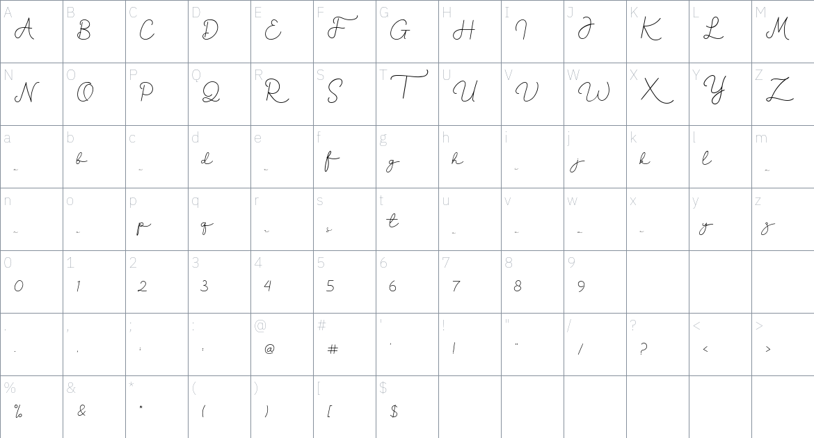 Sisilia font Character Map