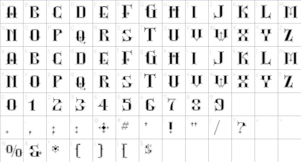 Silverblade Font font Character Map