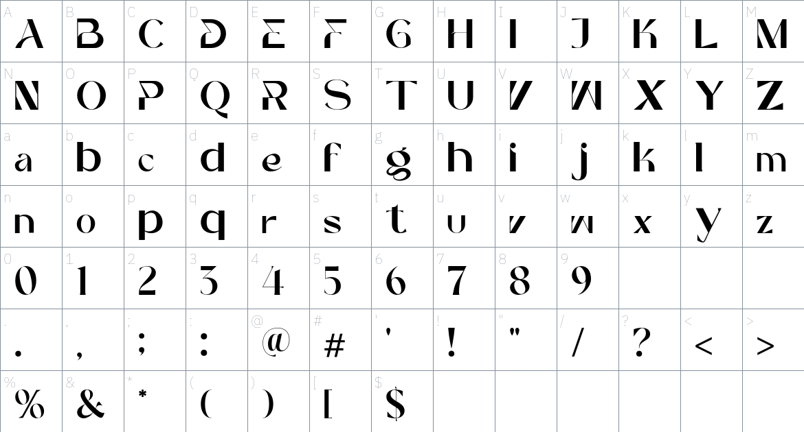 Sinosans font Character Map