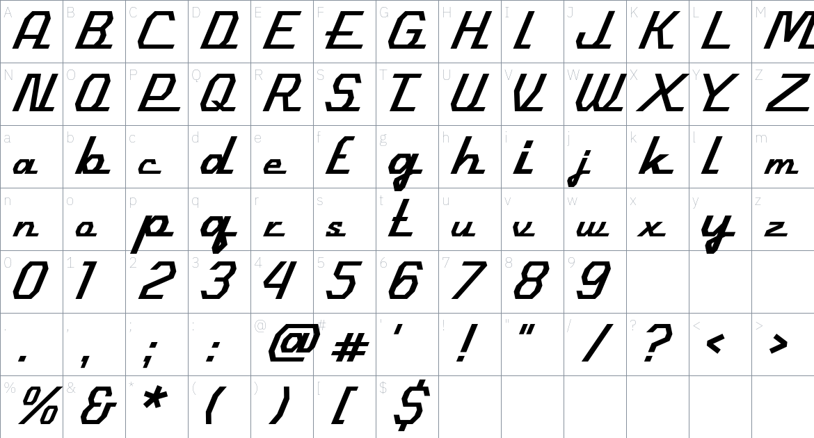 Clemish font Character Map