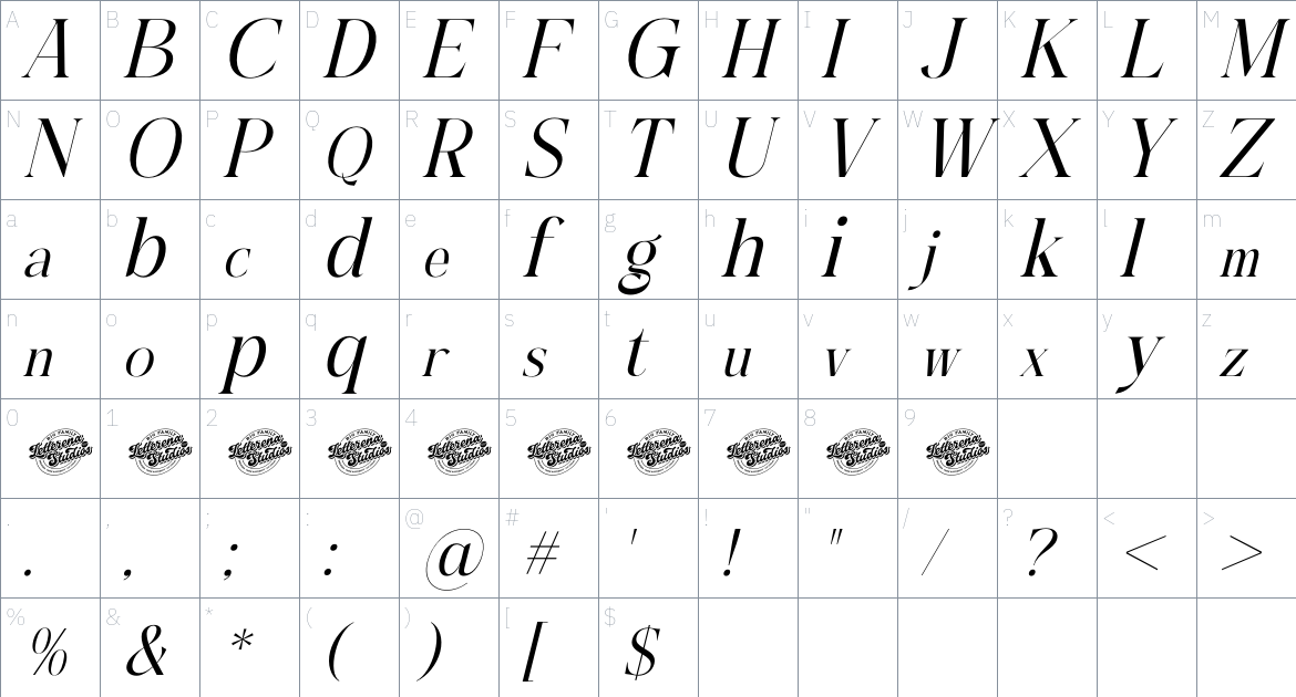 Asgaber font Character Map