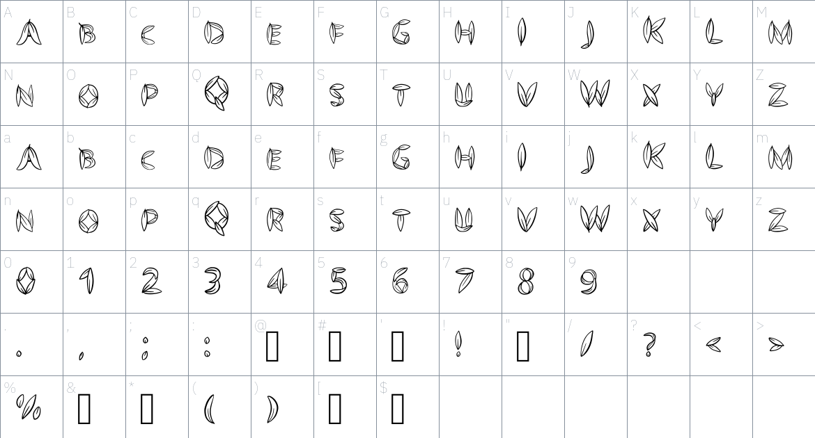 Just Leafs font Character Map