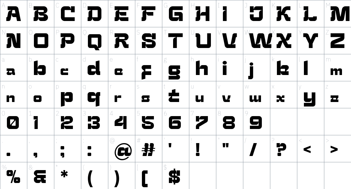 Kuga Font font Character Map