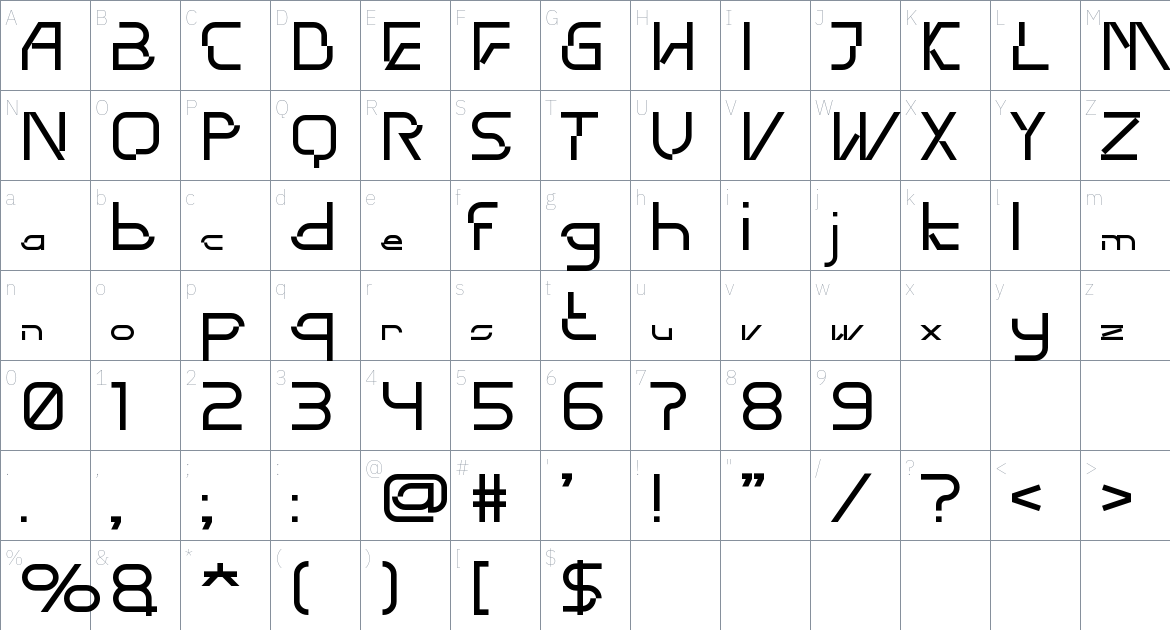 Systemia font Character Map