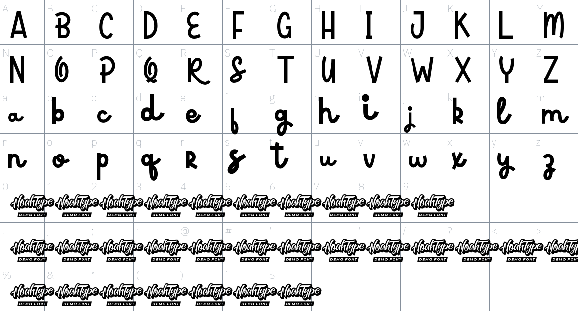 Royal Pastry font Character Map