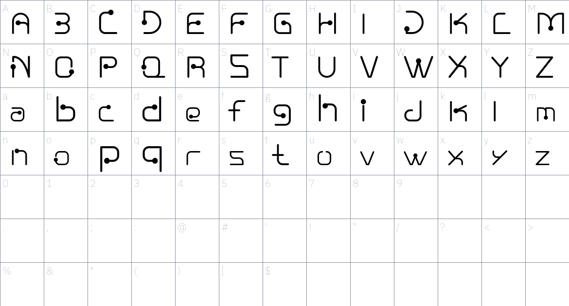 Nuixyber Pro font Character Map