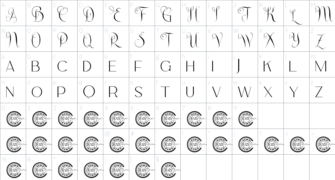 Queen Challenge font Character Map