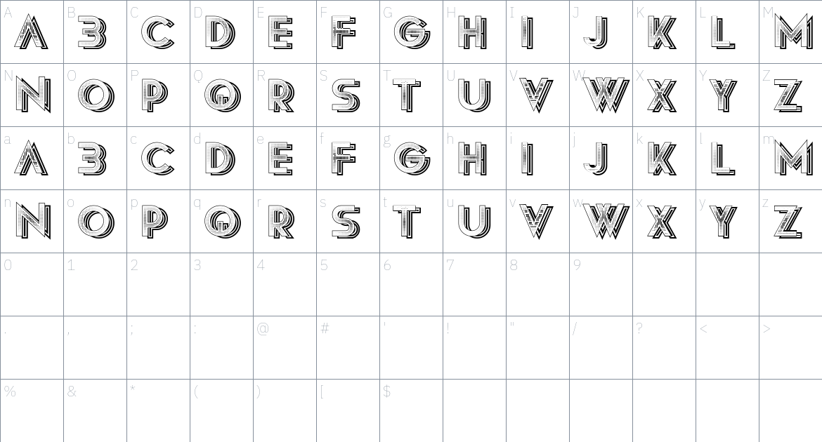 Riviera font Character Map