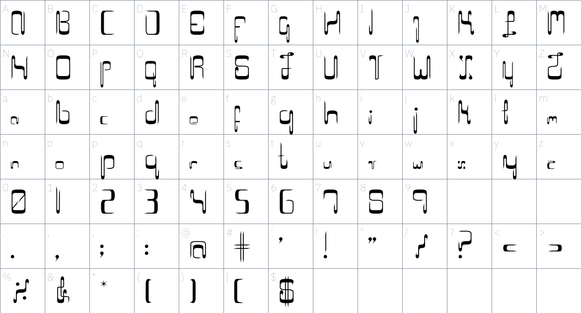 Dichato Ondulante Font font Character Map