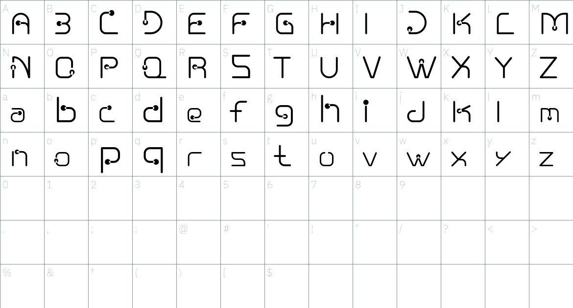 Nuixyber Pro Convert font Character Map