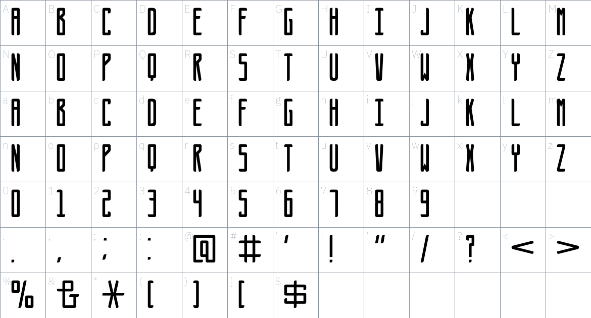 Futures Font font Character Map